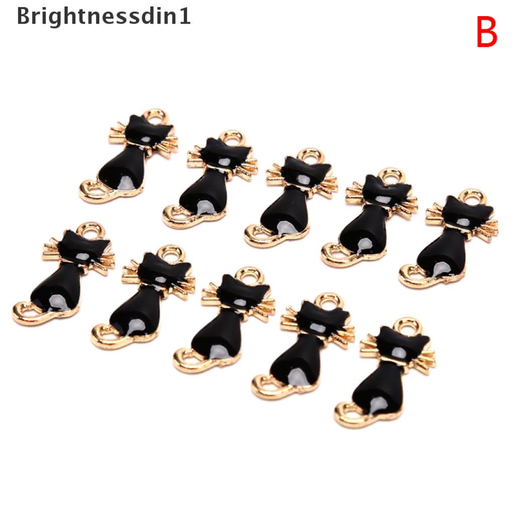 10pcs / set Liontin Enamel Bentuk Kucing Bahan Alloy Untuk Membuat Perhiasan