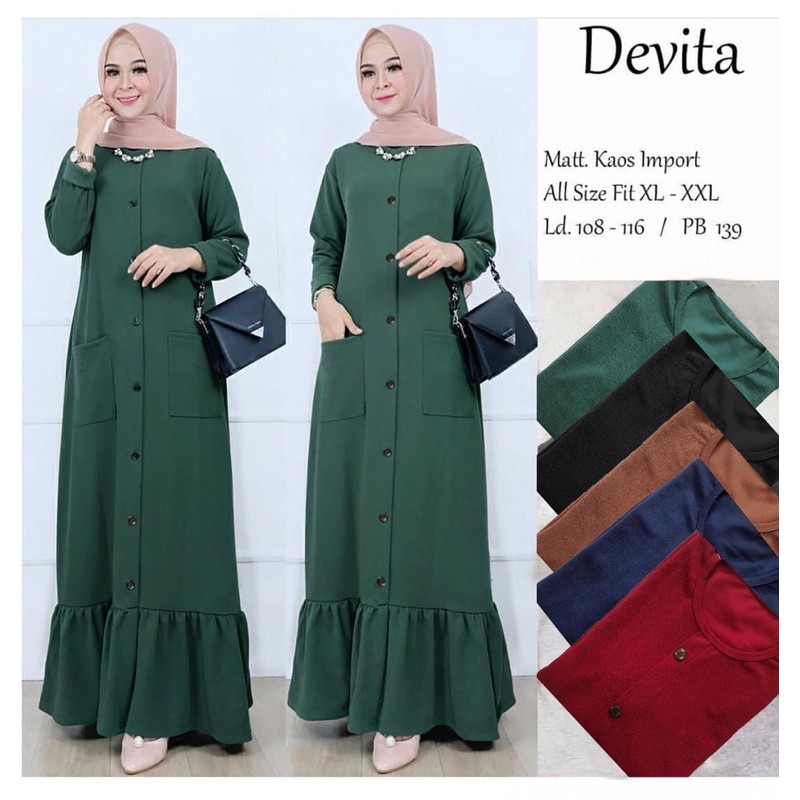 DEVITA - Gamis Wafle Milano LD100 Saku Depan (Kancing Variasi / No Busui) / R.6 - 197-5338