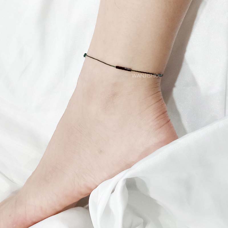 AB-11 Gelang Kaki TINY BLACK LONG PIPE Simple Knot Super Simple Cute Anklet Bracelet