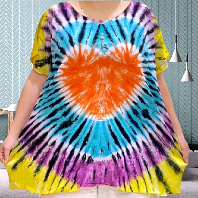 baju tie dye jumbo LD 140 BIG SIZE MOTIF LOVE bahan rayon berkwalitas