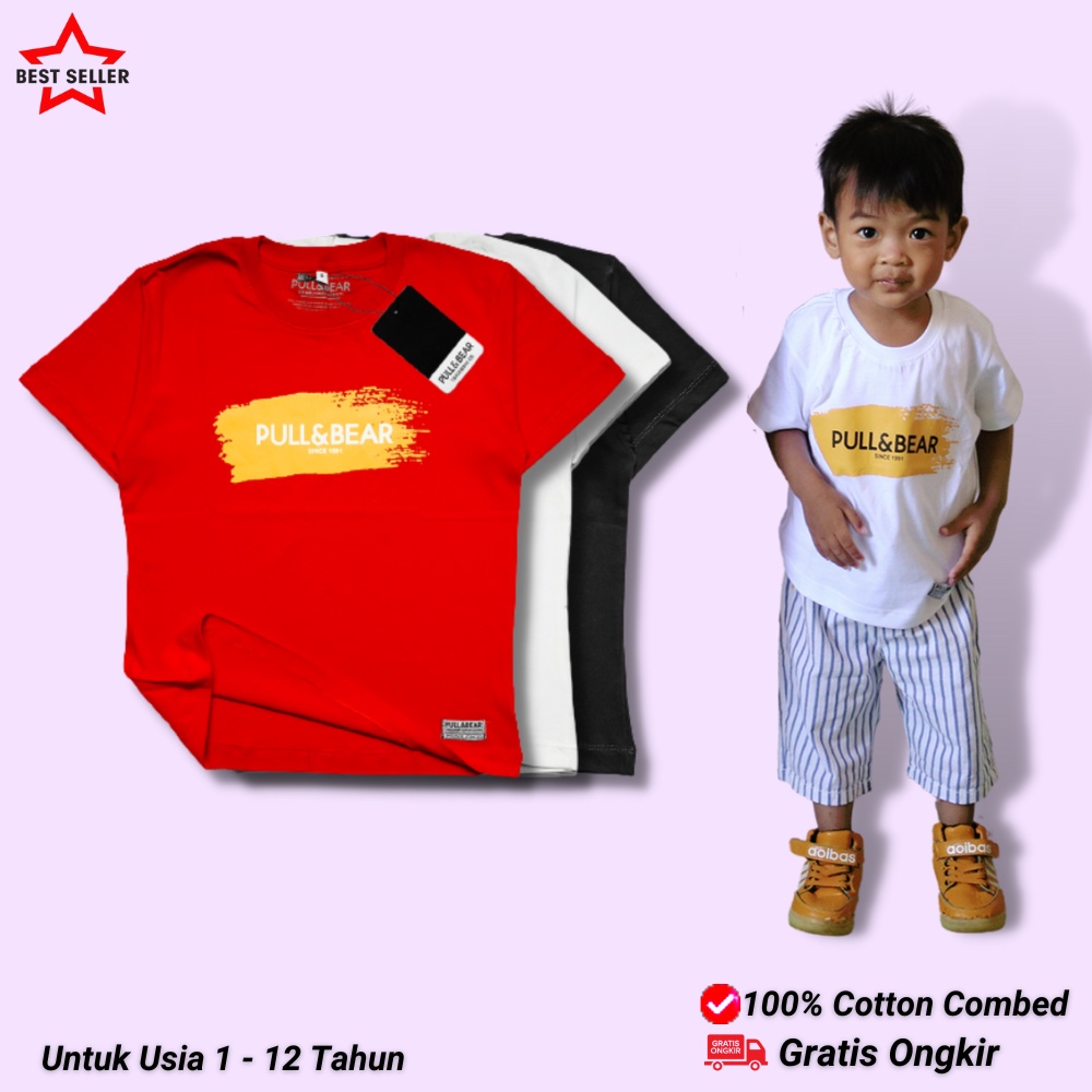 PUL-02 Kaos anak laki-laki dan perempuan umur 1 - 12 tahun| Baju Setelan atasan anak tanggung| Pakaian anak-anak distro keren motif simple| Kaos katun combed 30s