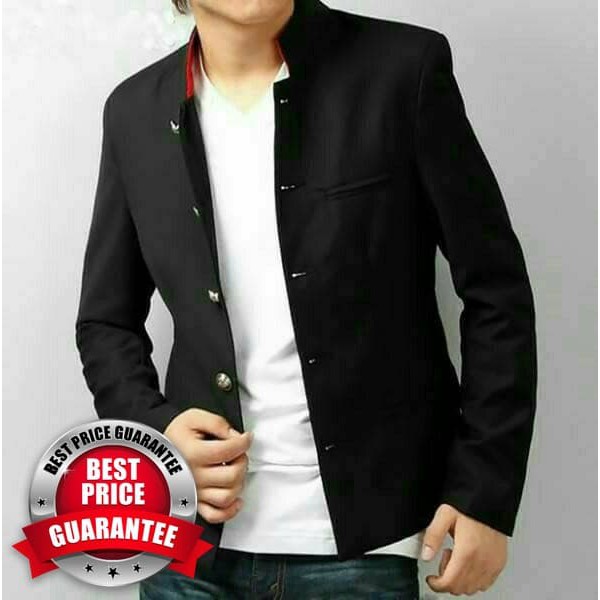 BLAZER PRIA SLIMFIT KEREN CROWSZERO BLACK SEMOI FORMAL BAHAN DRILL TEBAL TERMURAH