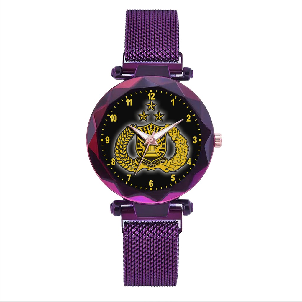 Jam Tangan Wanita Custom - POLRI MOTIF 1 Free Box &amp; Batre Cadangan