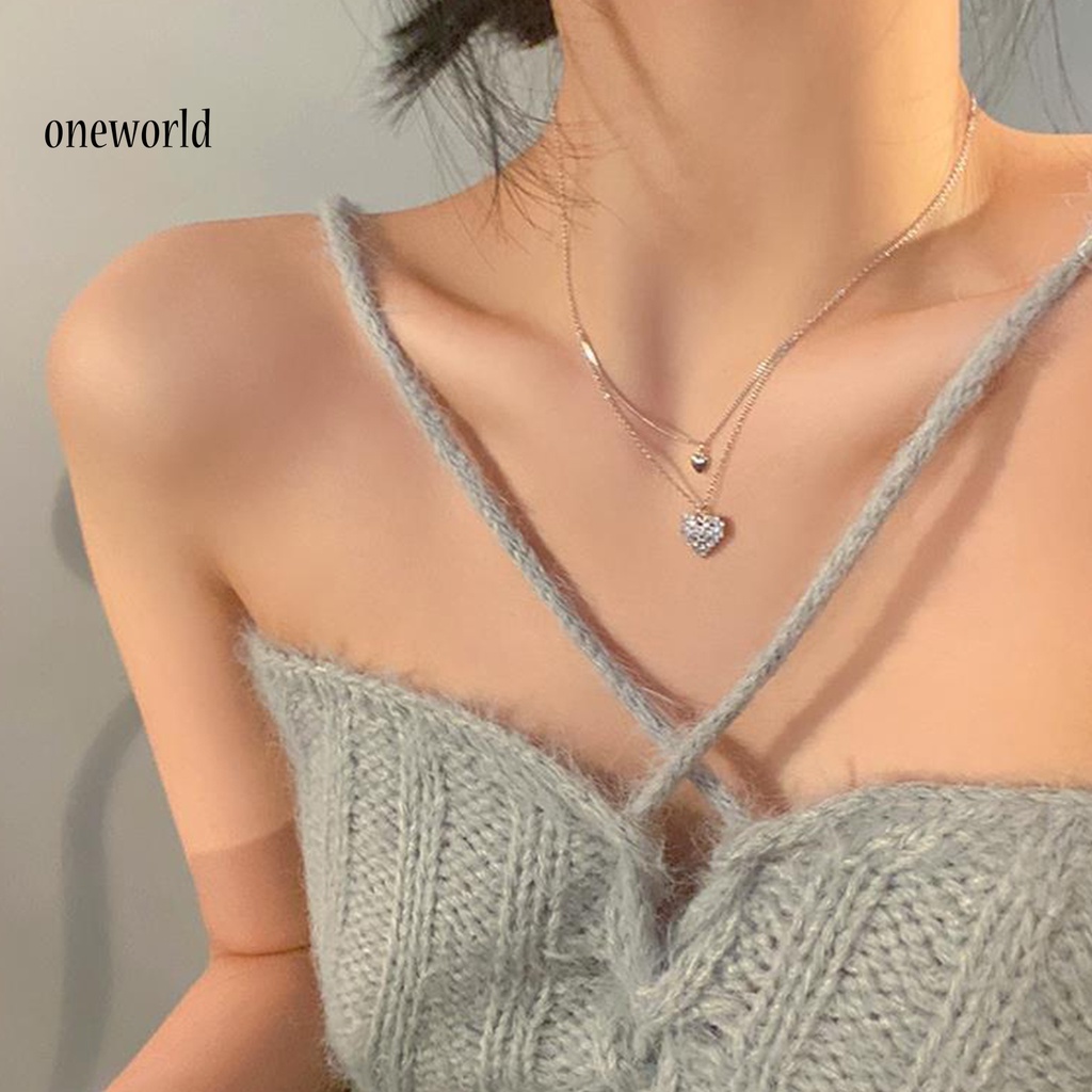 |Onwo Dress Mini Lengan Pendek Untuk Wanita| Kalung Choker Double Layer Bahan Alloy Dengan Liontin Hati Untuk Wanita