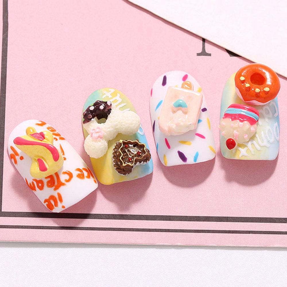 Agustin 3D Dekorasi Nail Art Lucu Es Krim Simulasi Donat Hiasan Kuku DIY