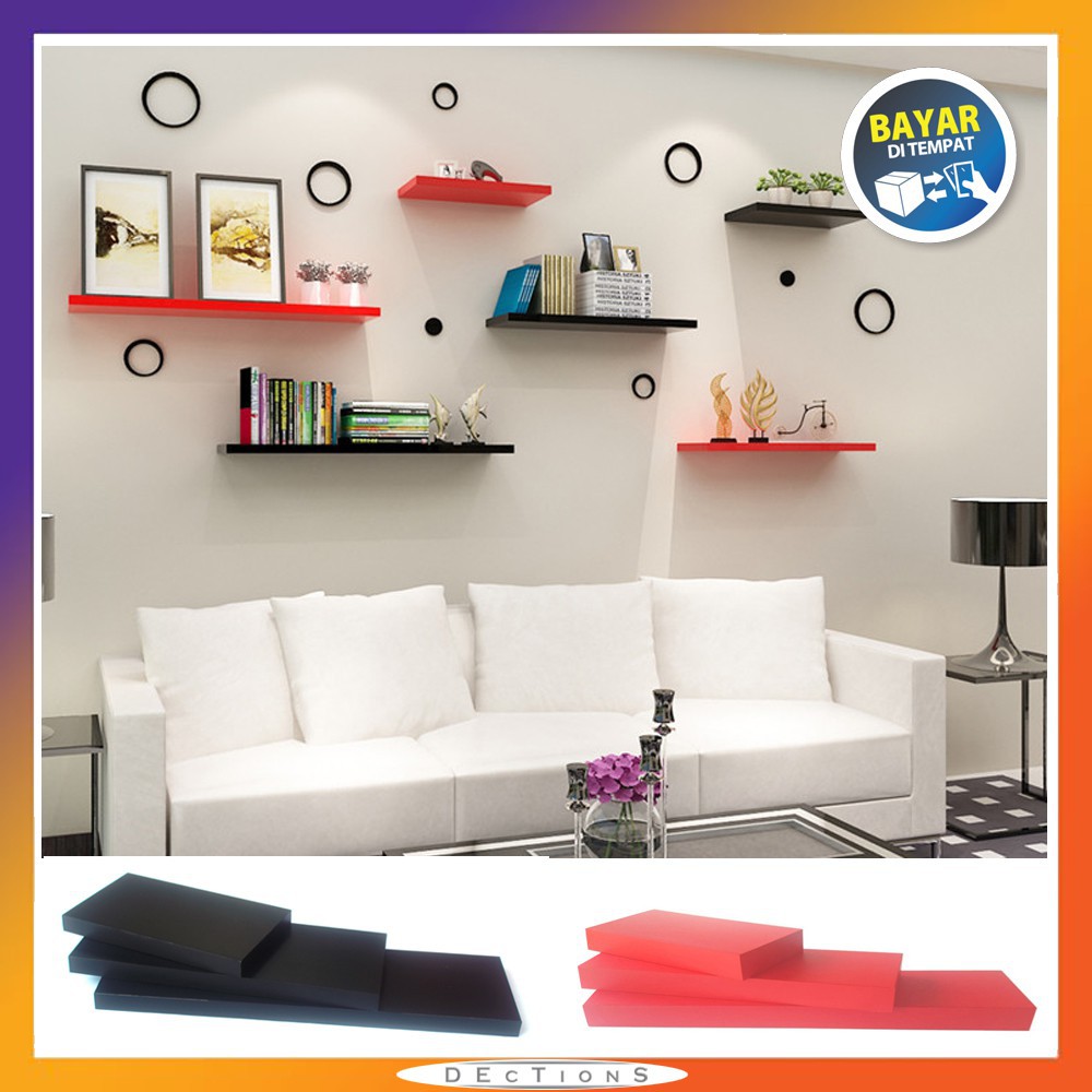 Promo Set 6 Buah Floating Shelves / Ambalan / Rak Dinding Minimalis [40cm / 30cm / 20cm]