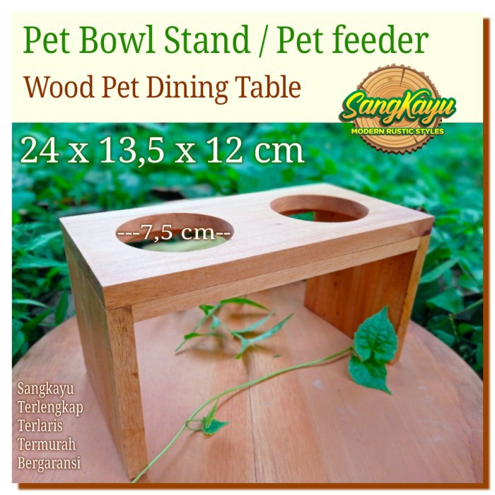 Wood Pet Dining Table Bowl rack tempat makanan kucing anjing 003