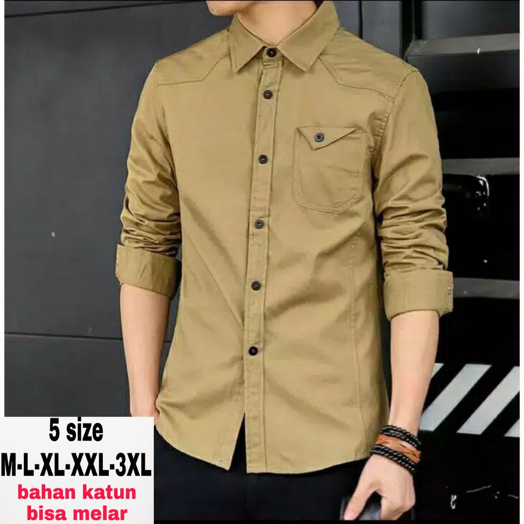 7 WARNA/SIZE M-L-XL-XXL-3XL/KEMEJA PRIA CASUAL LENGAN PANJANG/HEM PRIA DEWASA MAIKEL