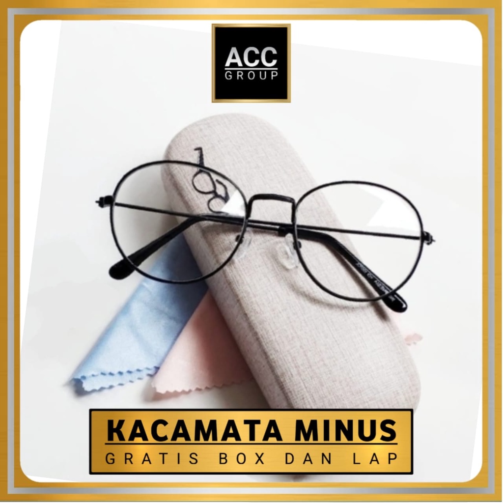 NEW KACAMATA MINUS MODEL OVAL RANGKA BESI FREE BOX DAN LAP