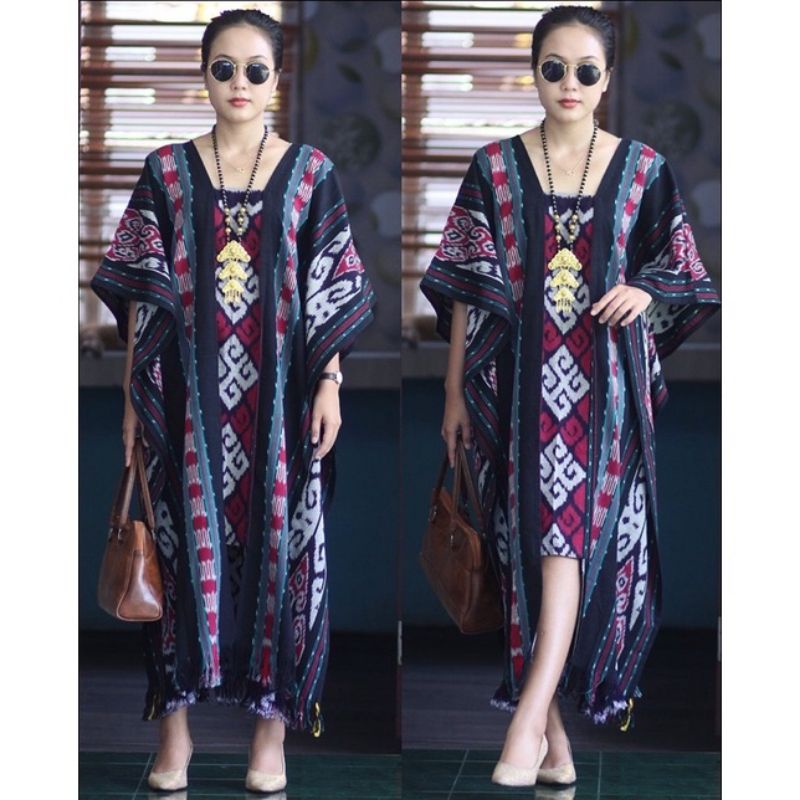 READY STOCK - dress tenun modern - dress jumbo - dress kekinian - kaftan kekinian - kaftan jumbo- ka