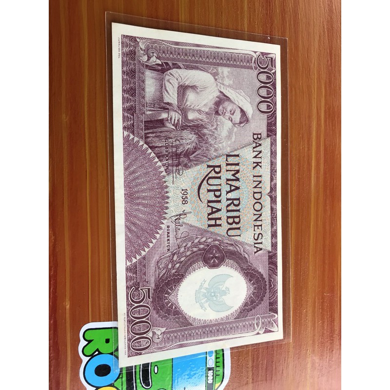 Uang Kuno 5000 Pekerja Violet UNC Gress