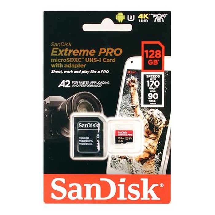 MicroSD Sandisk EXtreme pro 128gb a2 speed 170 u3 garansi resmi