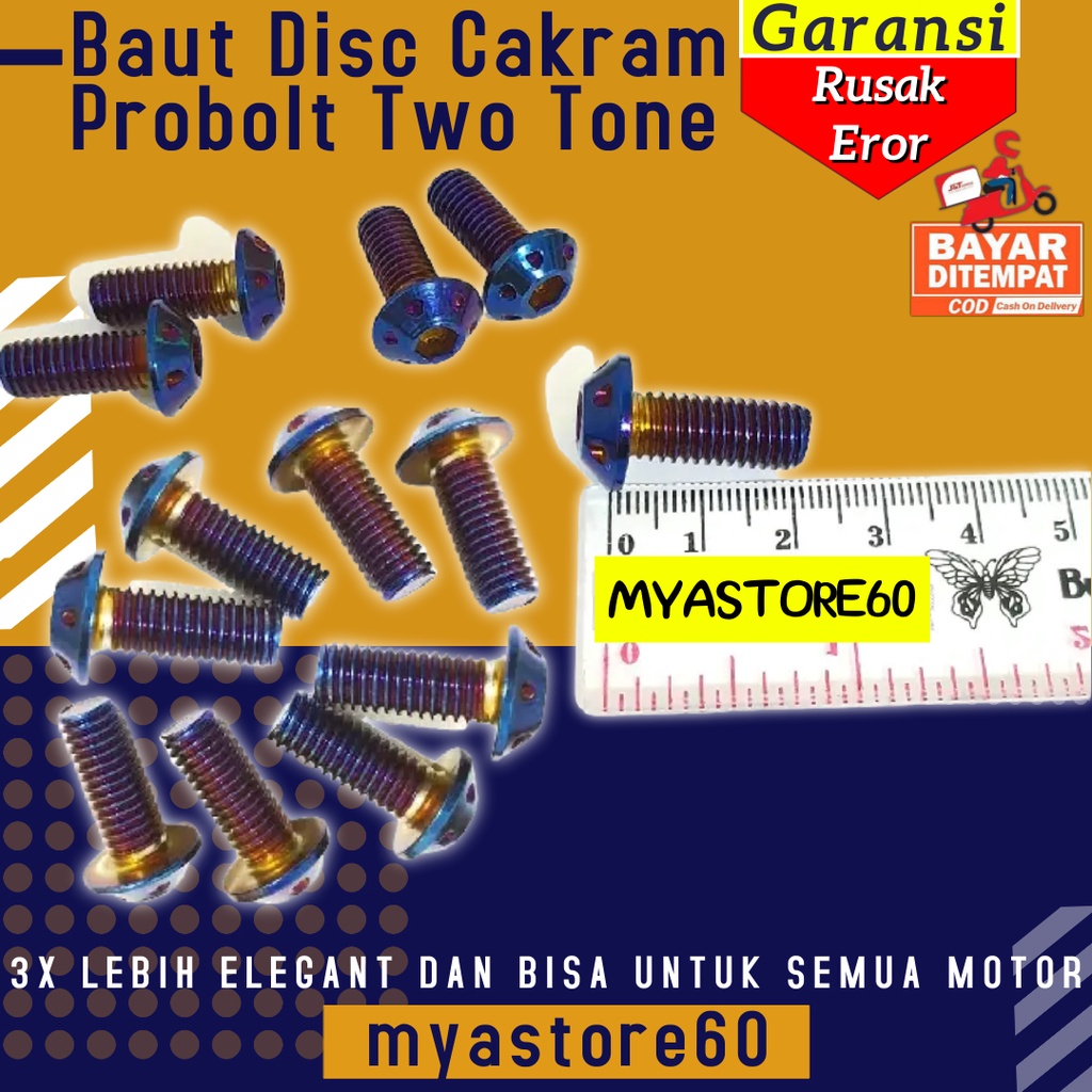 Baut Baud Disc Cakram Probolt Pro Bolt Two Tone 2 Tone Baut Panjang 2 CM Twotone 2Tone UNIVERSAL