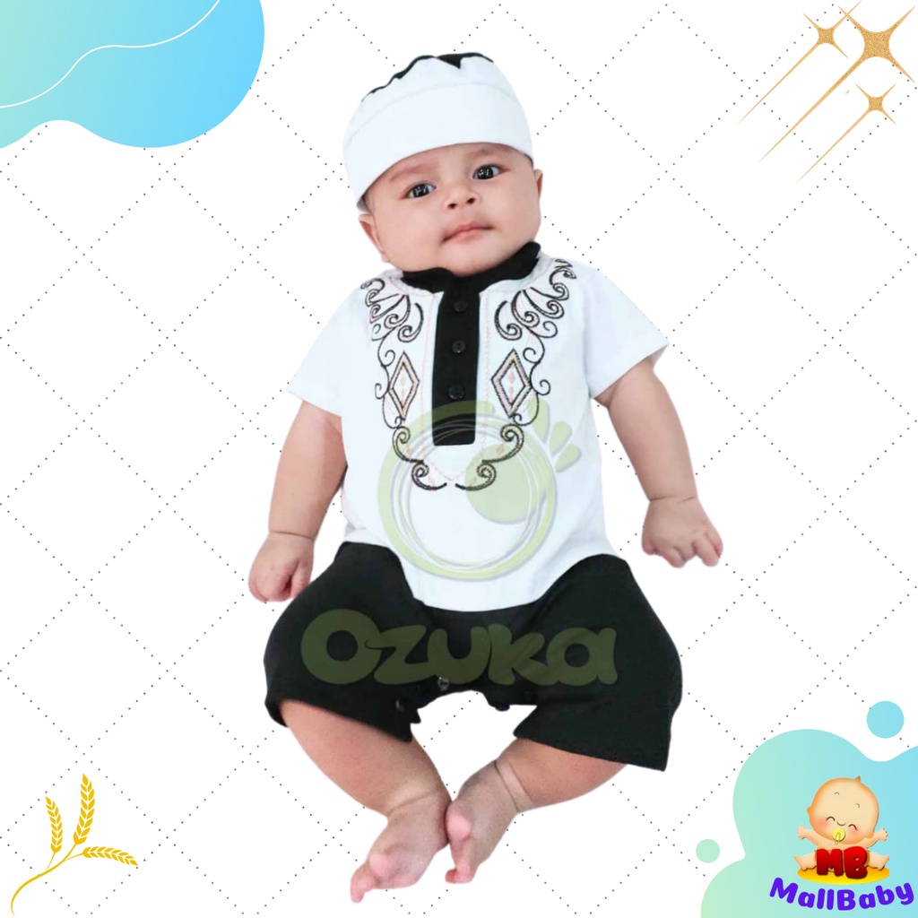 Jumper Koko Bayi Laki Laki Baru Lahir 0-6 Bulan Baju Koko Bayi 1 2 3 Bulan Baju Muslim Bayi Romper Koko Aqiqah Newborn