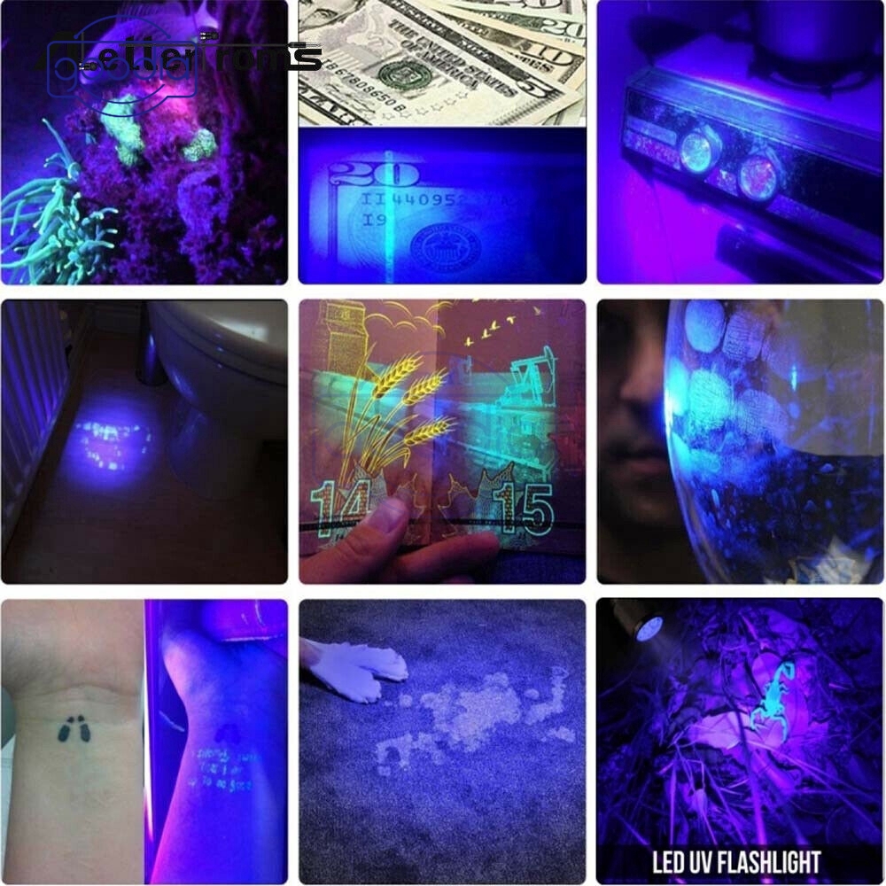 ✈【Fast/COD】✈Lampu Senter UV 80000lm LED UV 5 Mode Zoomable 395nm Warna Hitam