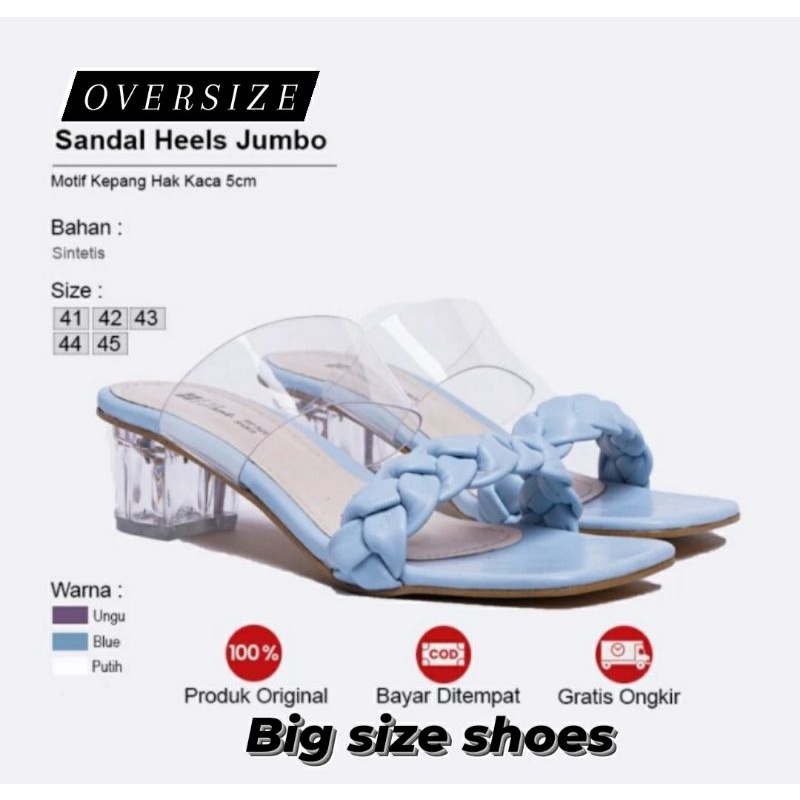 Woman Big size shoes Lucite Kepang Ukuran Besar 41.45 Slop Hak Kaca Mewah Pesta Heels Oversize Cantik