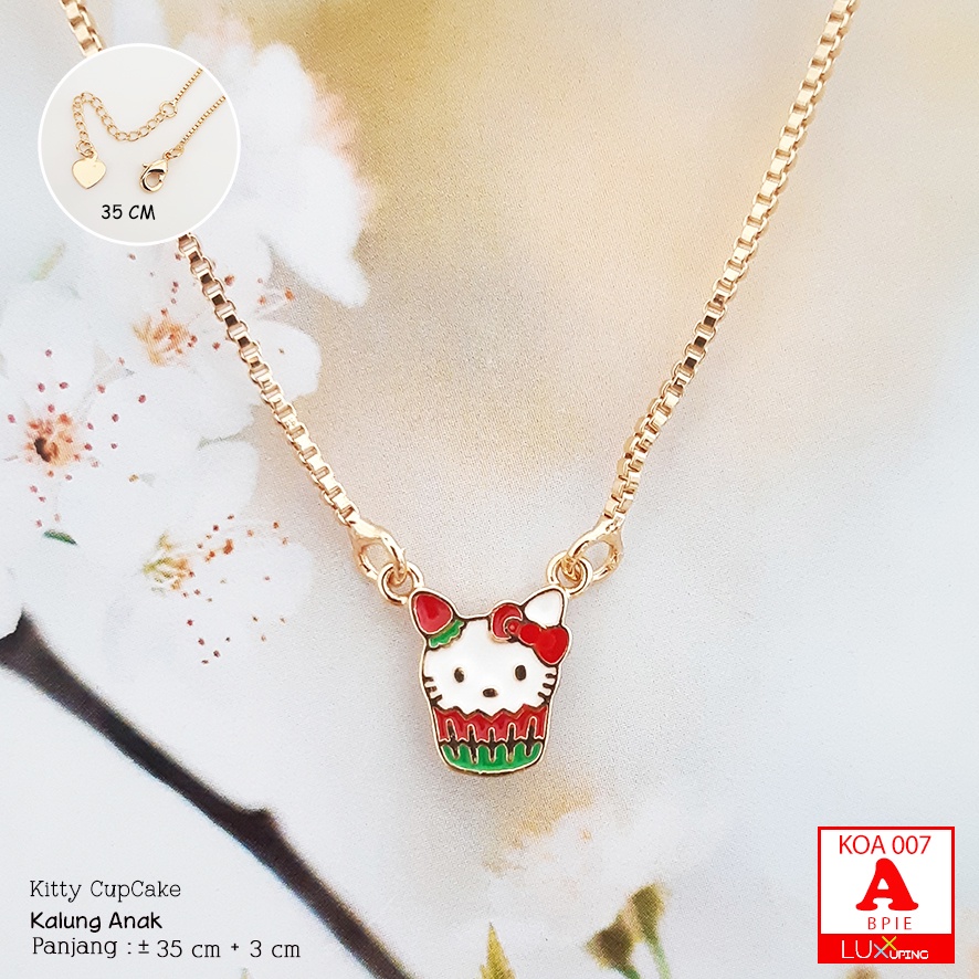 KOA 007 Kalung Anak Set Liontin Model Lucu Aksesoris Anak Murah Zirkon Lapis Emas Imitasi Kalung Anak 35 cm - Luxx Xuping