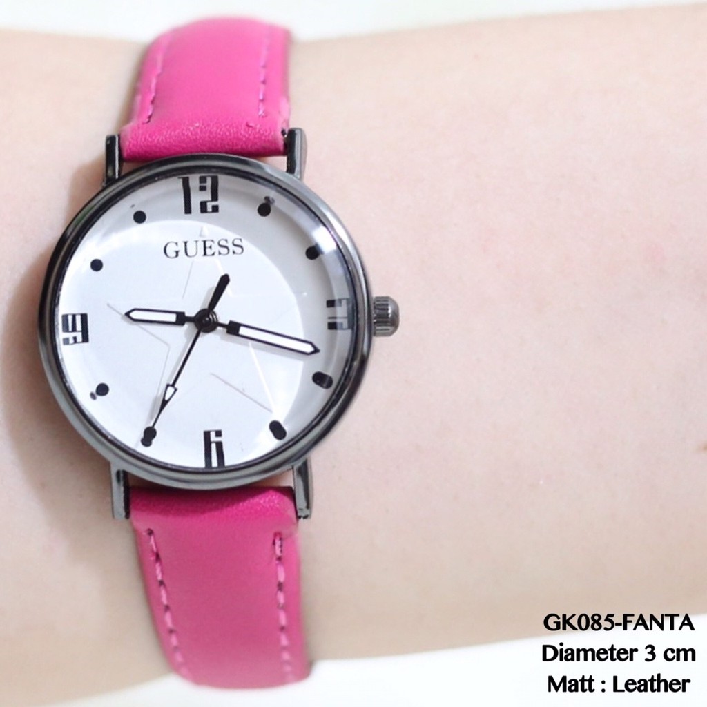 Jam tangan wanita guess tali kulit leather fashion cewek murah GK085