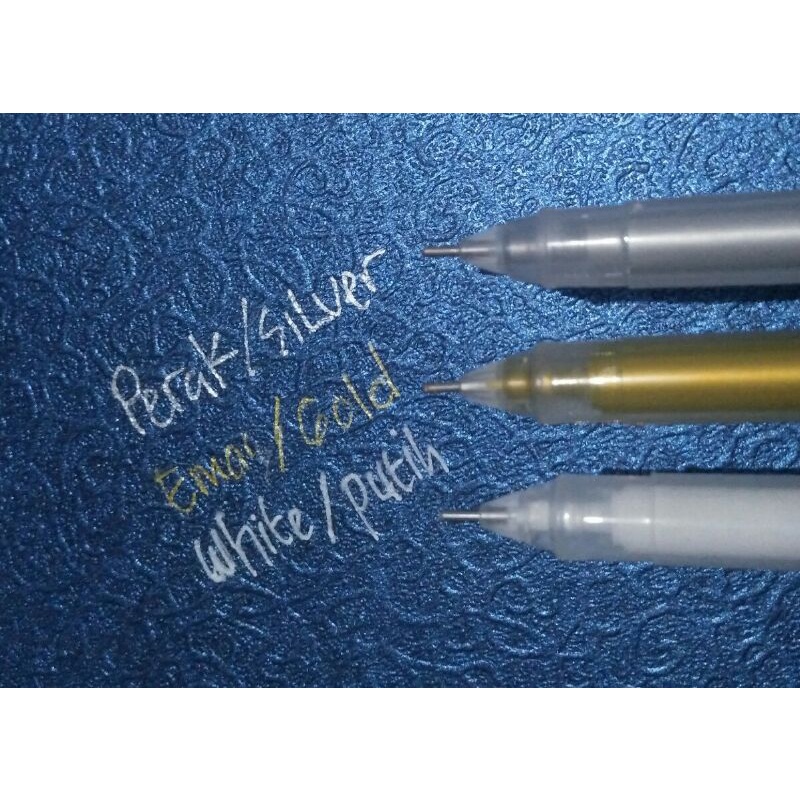 GEL PEN / PENA GEL WARNA EMAS SILVER PUTIH