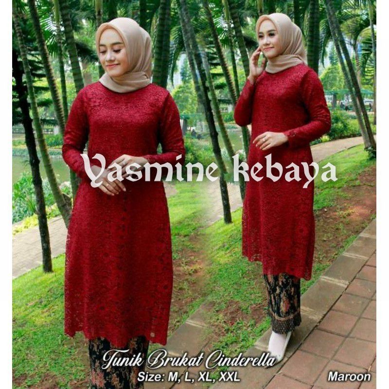 KEBAYA BROKAT TUNIK MODERN / SET TUNIK PUTIH BRUKAT MUSLIM / SETELAN KEBAYA BRUKAT JUMBO / KEBAYA WISUDA-4