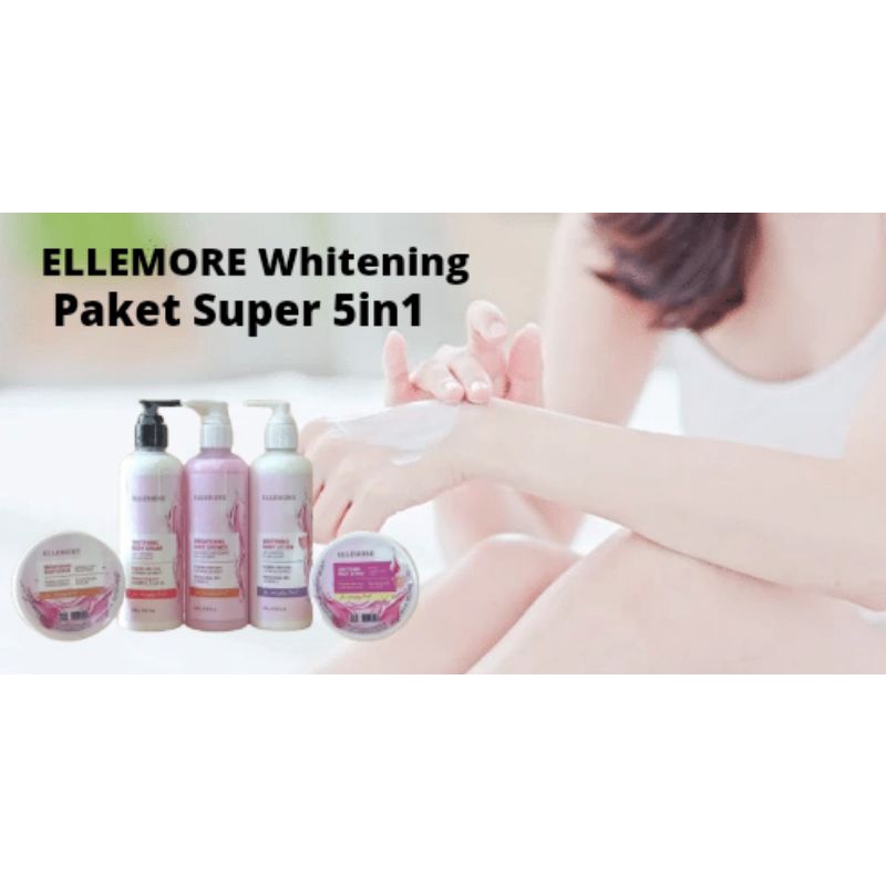 Paket Whitening ELLEMORE 5in1 super komplit Whitening Serum