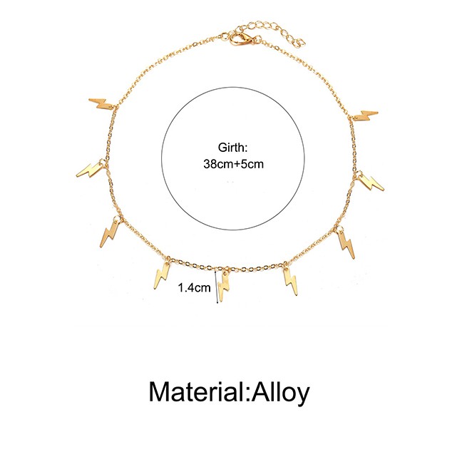 LRC Kalung Fashion Golden Lightning Diamond Tassel Alloy Necklace K70586