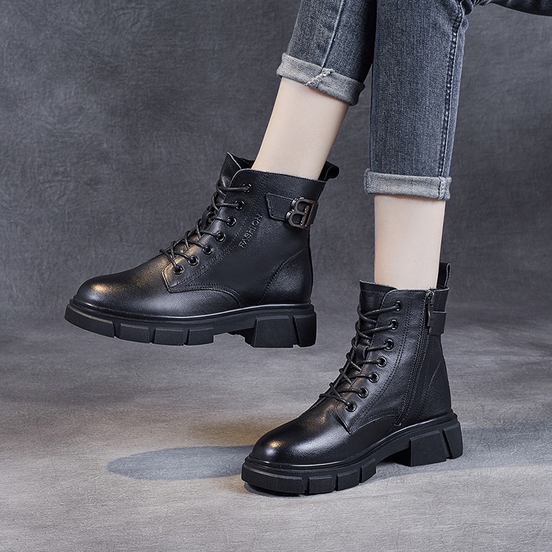 Dr. Martin Boot Sepatu Wanita Kulit Martin Boots Wanita    Selebriti Internet   Sama 2021  Tebal Baw