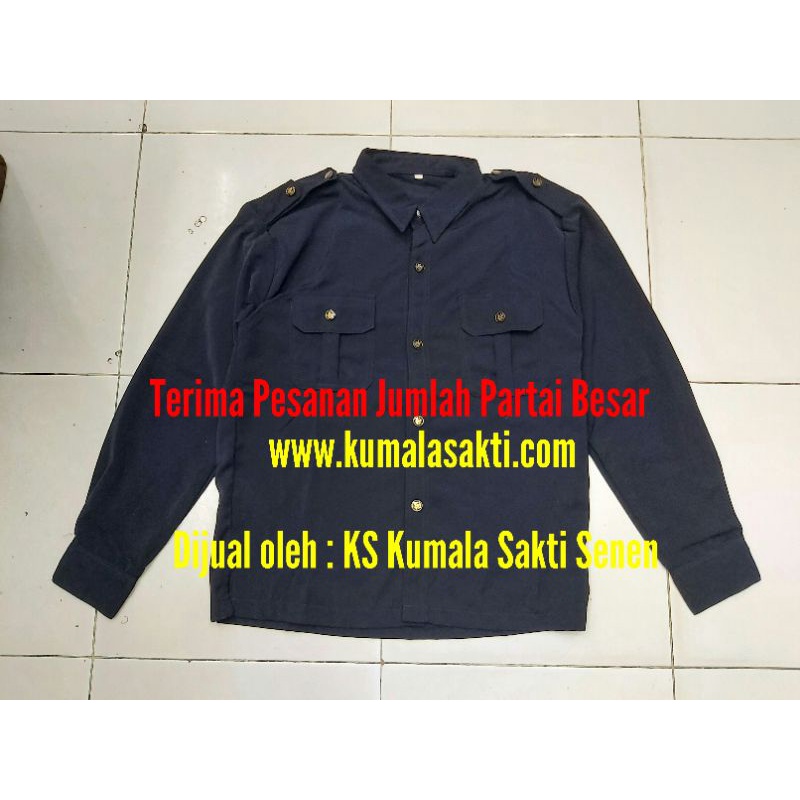 Baju Safari Lengan Panjang Hitam dan Biru |Safari Paspampres|Seragam Satpam PDH PDL|Kaos Satpam Secu