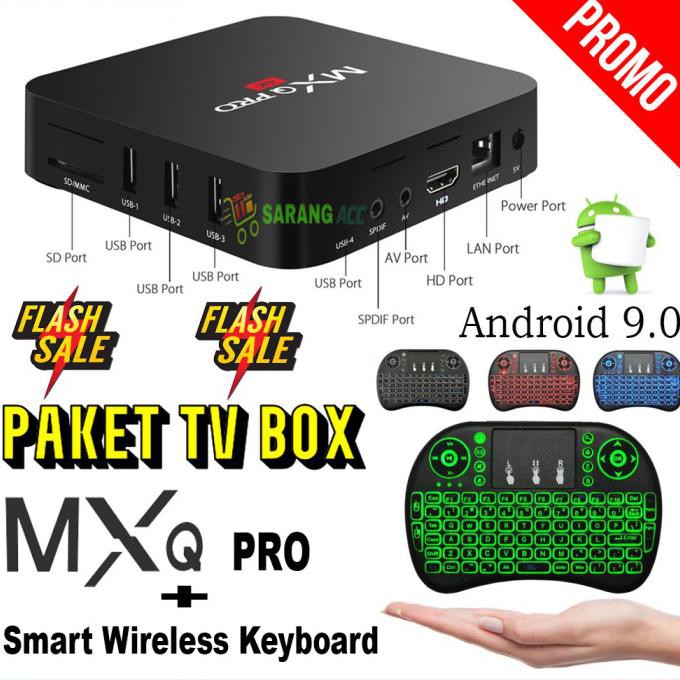 Ready&Siapkirim Paket Android Tv Box Mxq Pro 4K Android 9 + Keyboard Mini I8
