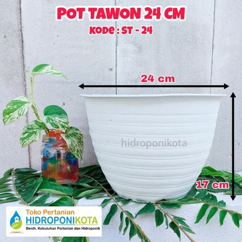 GOL - pot TAWON ST 24 putih - pot plastik - pot tanaman - pot bunga