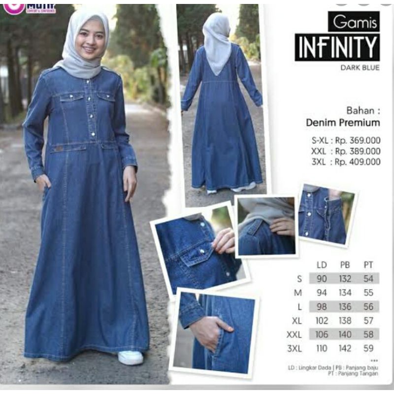 GAMIS MUTIF INFINITY DARK || GAMIS MUTIF DENIM || GAMIS DENIM