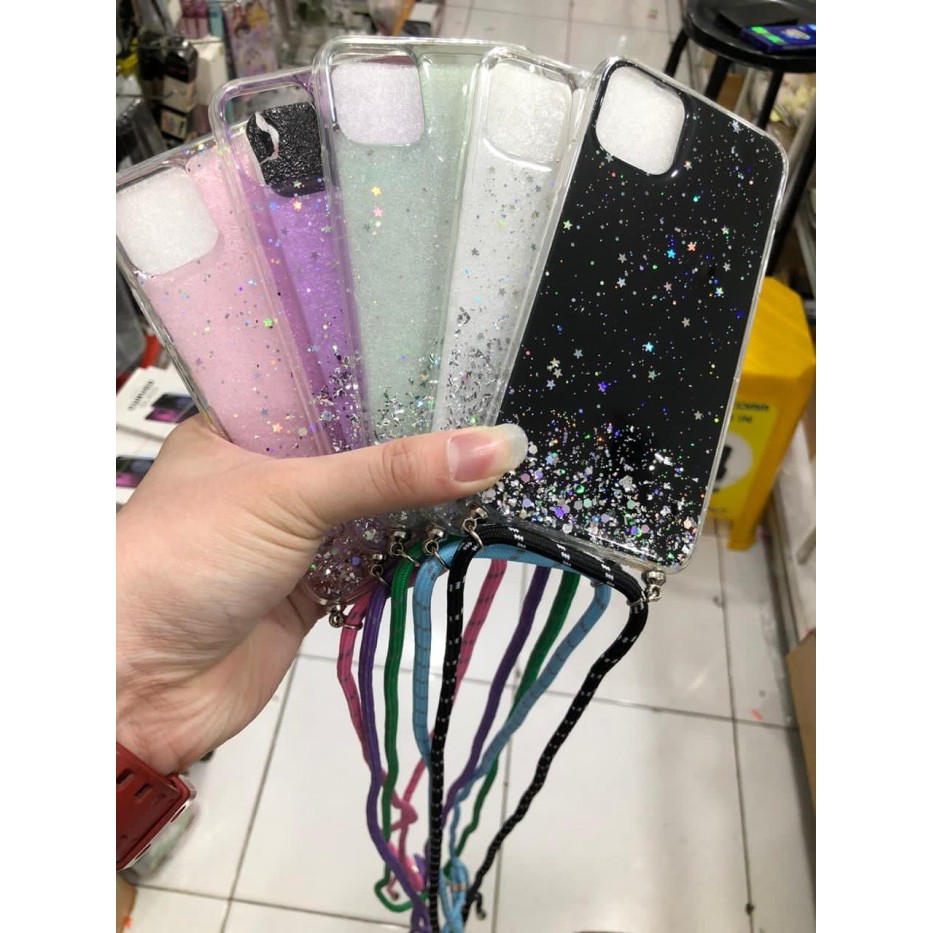 REALME 6/7/7I/7 PRO/C17/XT/NARZO 20/NARZO 20 PRO CASE TALI GANTUNGAN NAGITA GLITER LANYARD CASE