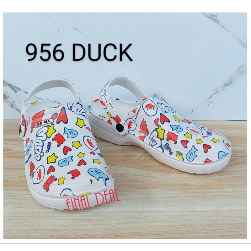 Sandal Baim Motif Printing, Sandal Kodok Pria Wanita, Sandal Perawat Medis, 36-40 Model Crocs 956