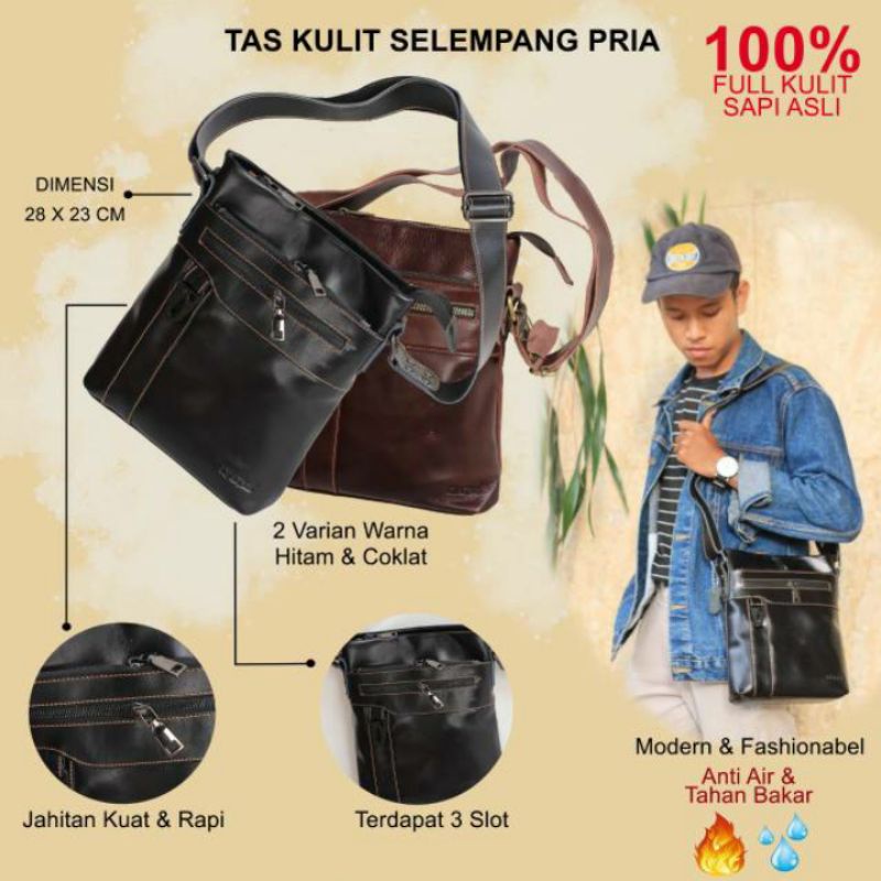 Tas Selempang kulit Sapi model Ring V