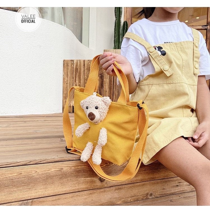 TERLARIS TAS KANVAS Boneka 3D IMPORT MOTIF LUCU TERMURAH HANDBAG 2in1 6616 souvernir Hand bag Tote bear teddy bear lucu 3D bisa Selempang