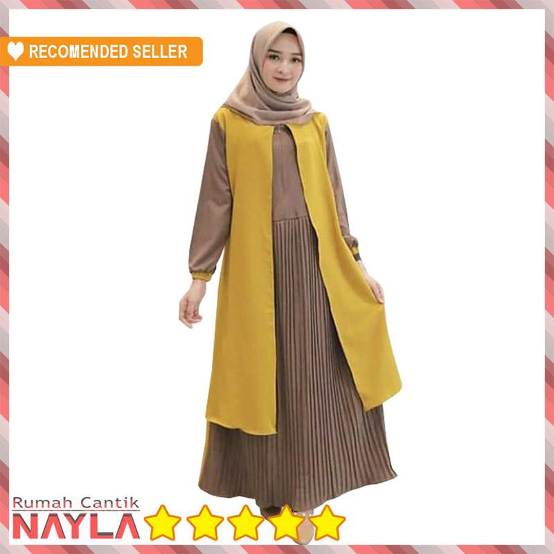  Baju  Gamis  polos syari terbaru  Lavina dress muslim wanita  