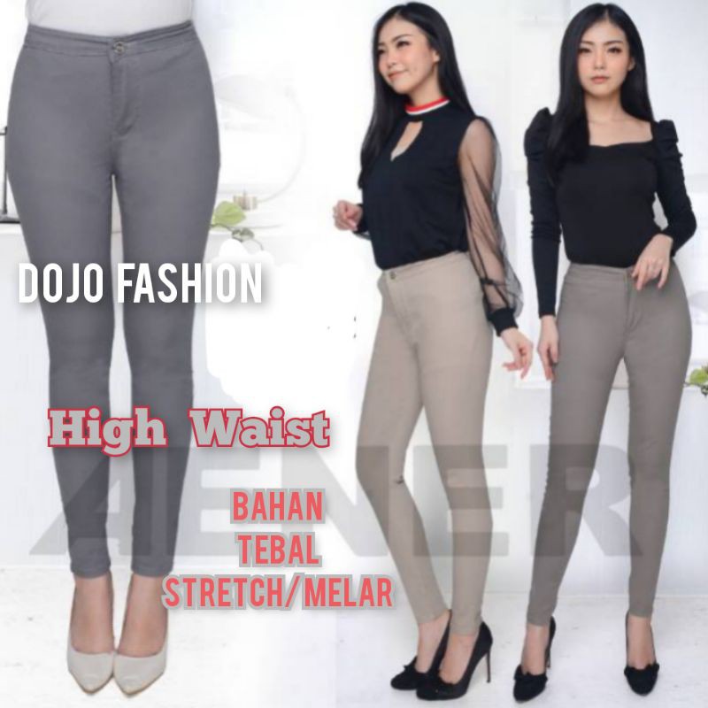 Celana highwaist HW bahan chinos street wanita