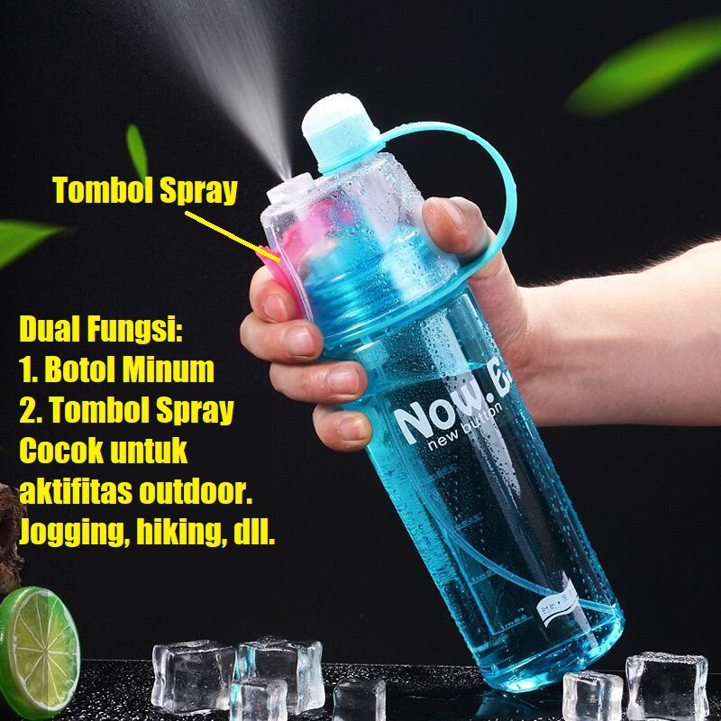 BOTOL MINUM SPRAY 600ML ANTI BOCOR/ BOTLE SPRAY SPORT WATER BPA FREE