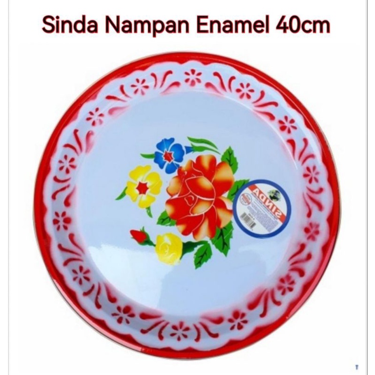 Sinda Nampan Makanan Minuman Bulat Enamel 40cm