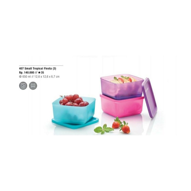 FREE ONGKIR Small Tropical Fiesta (3 pcs) Tupperware toples