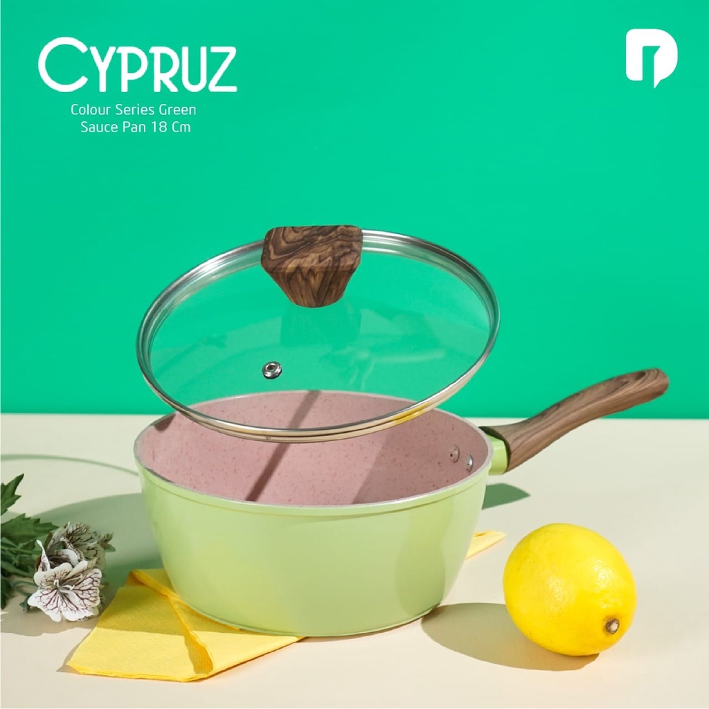 [BISA COD] Panci Warna Hijau Cypruz Colour Series Green Sauce Pan 18 Cm Dusdusan
