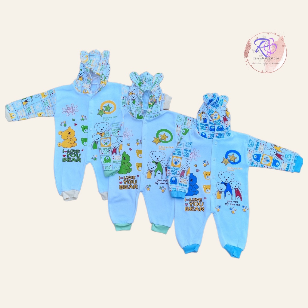 Sleepsuit jumper bayi buka kaki 0-3 bulan / sleepsuit bayi motif lucu