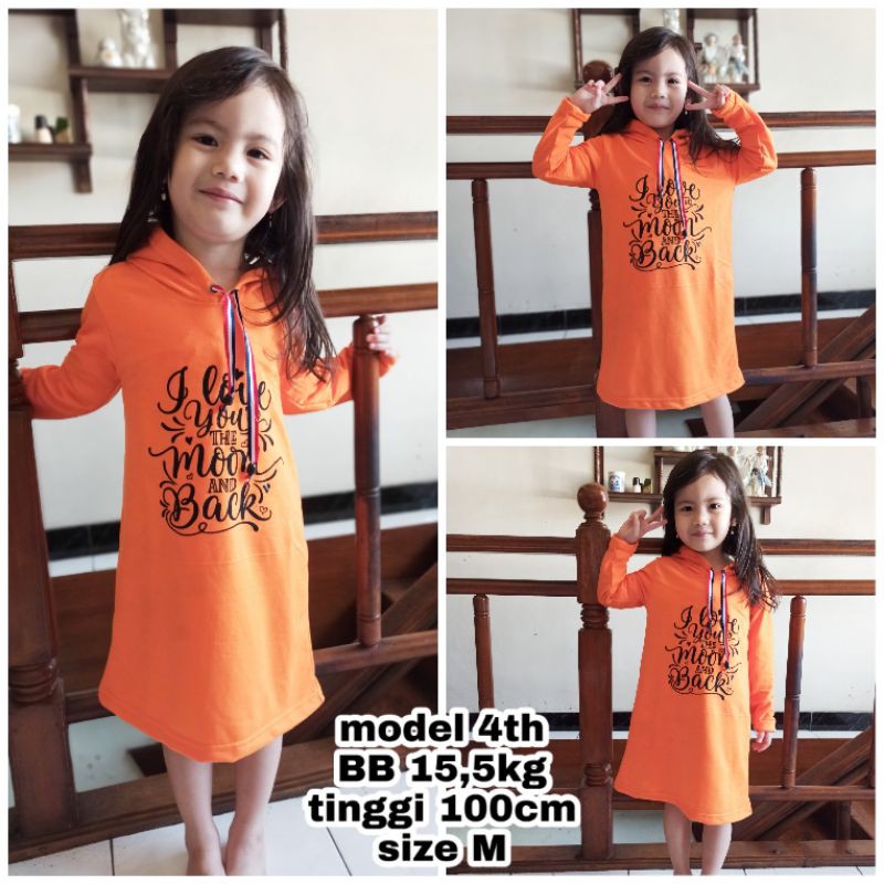 Tunik Hoodie Sweater Anak Perempuan 3 - 11 Tahun