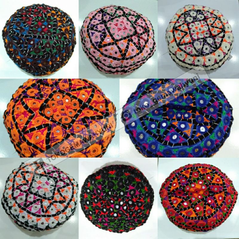 kopyah Pakistan kaca / peci Pakistan rajut kaca