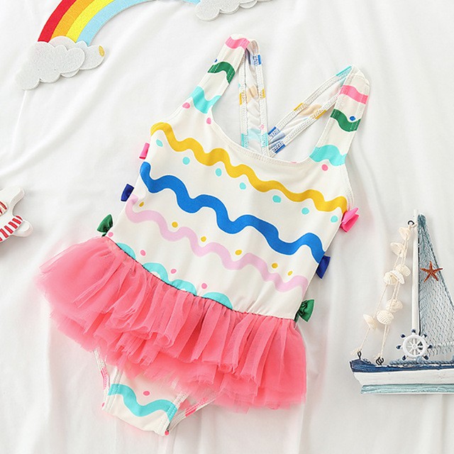 Baju renang bayi /baju spa anak import motif zigzag dengan tutu