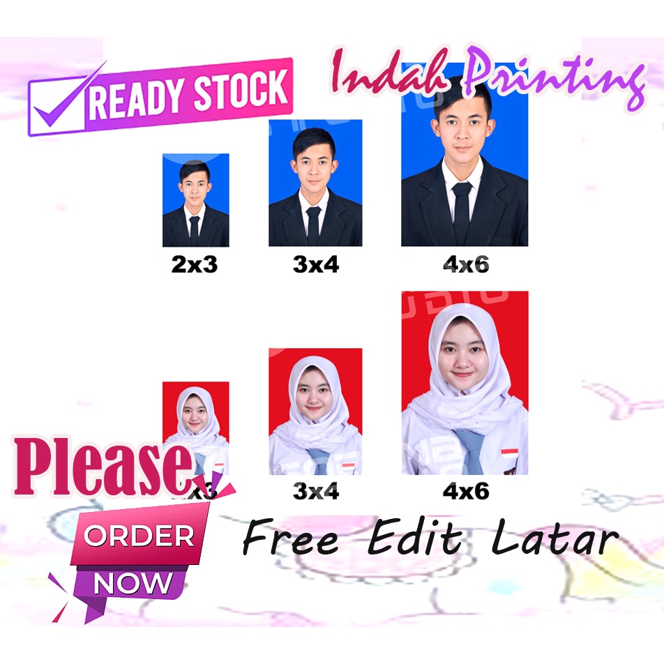 Jual Cetak Pas Foto ukuran 2x3/3x4/4x6 Free Edit Latar | Shopee Indonesia