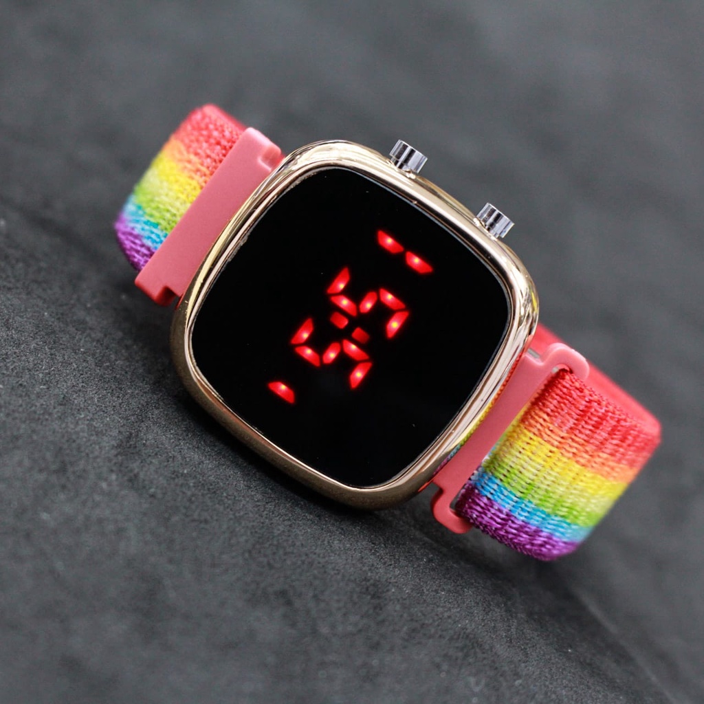 JAM TANGAN LED KANVAS OVAL TOP QUALITY EING ROSE GOLD/JAM TANGAN FASHION KEKINIAN/