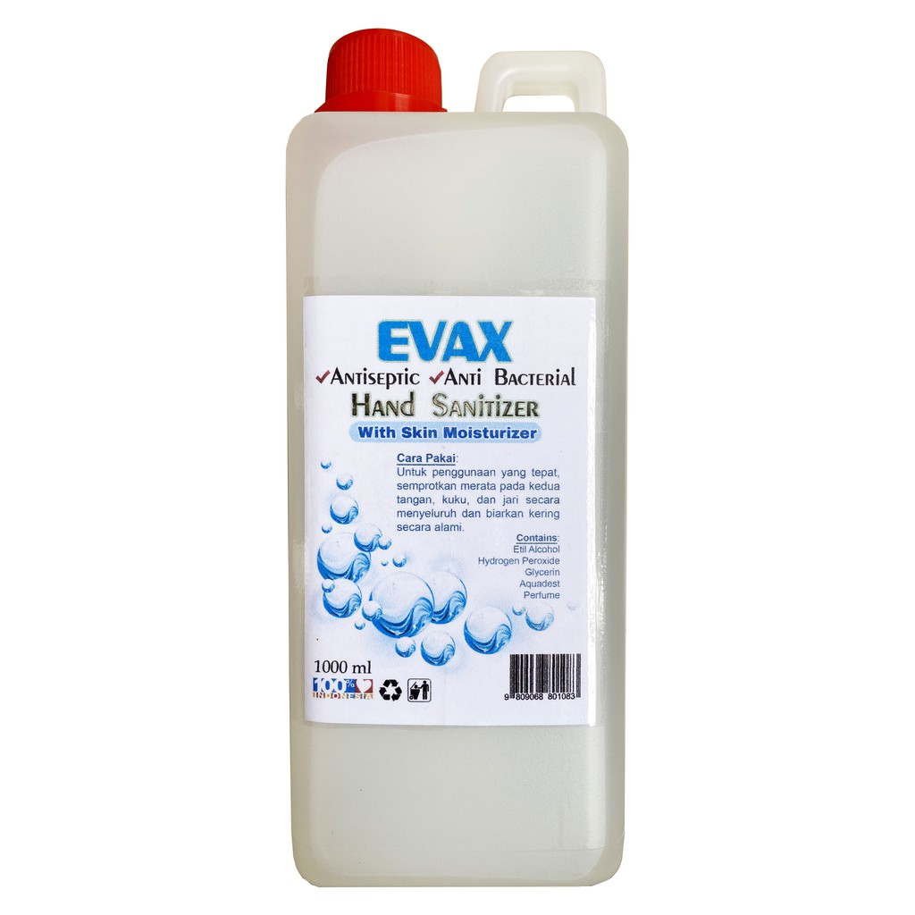 Hand Sanitizer EVAX 1000 ml cairan Antiseptic / Anti bakteri / cegah virus plus moisturizer