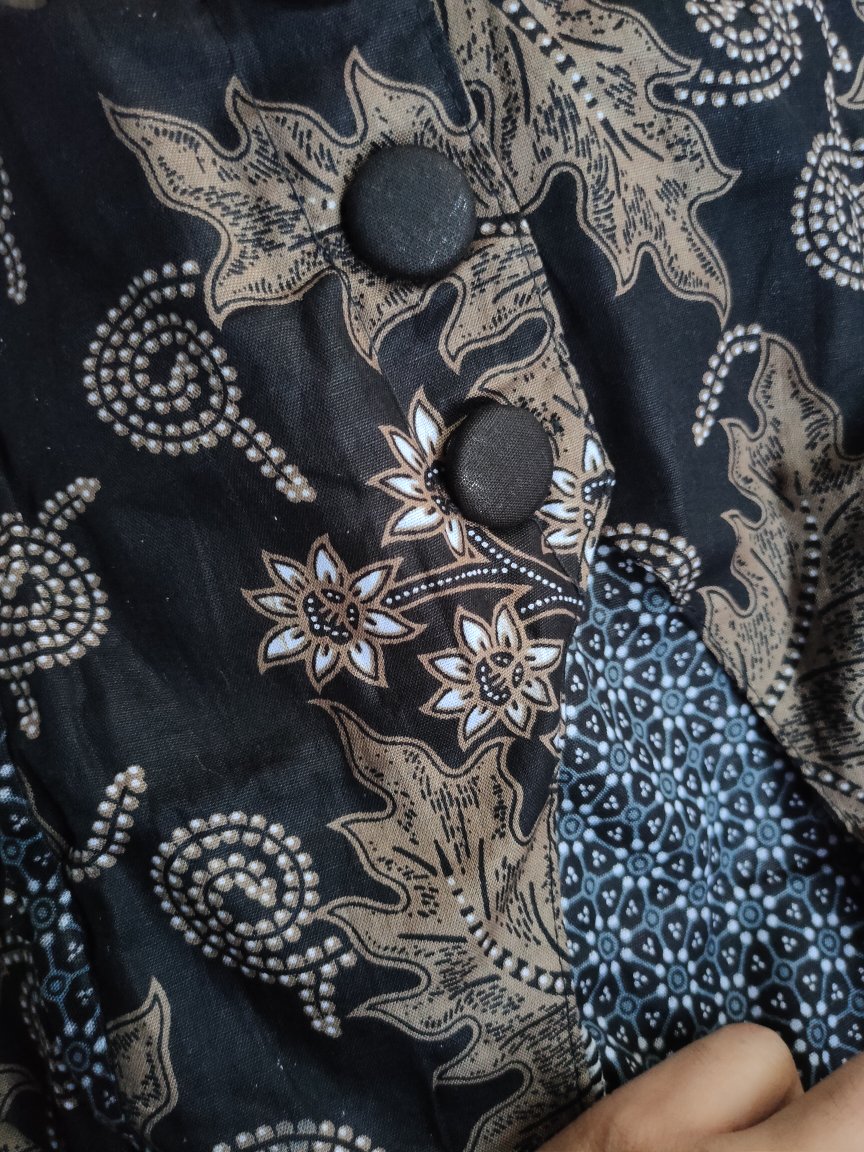 Ada Jumbo Blus Davina Lawasan Daun #3 Katun Motif Bunga Batik Devina Sogan Belah Wanita Premium