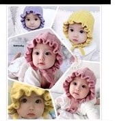 Topi rajut anak model Bonnet Ruffle/Topi rajut anak baby
